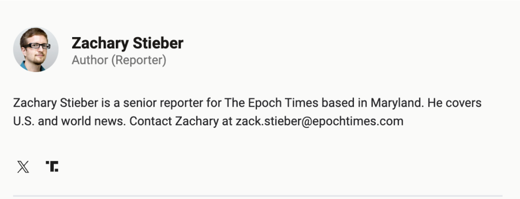 Epoch Times Zachary Steiber Author Credit